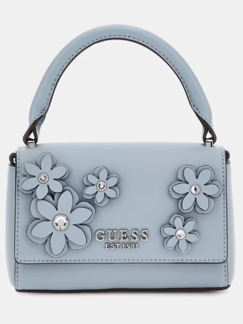Guess Blue Floral Mini Top Handle Flap Purse